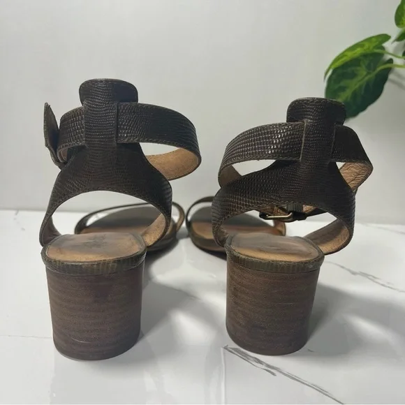 Madewell Women’s Alice Ankle Strap Mid Heel Open Toe Sandal Heel Python Size 8.5 - Picture 9 of 10